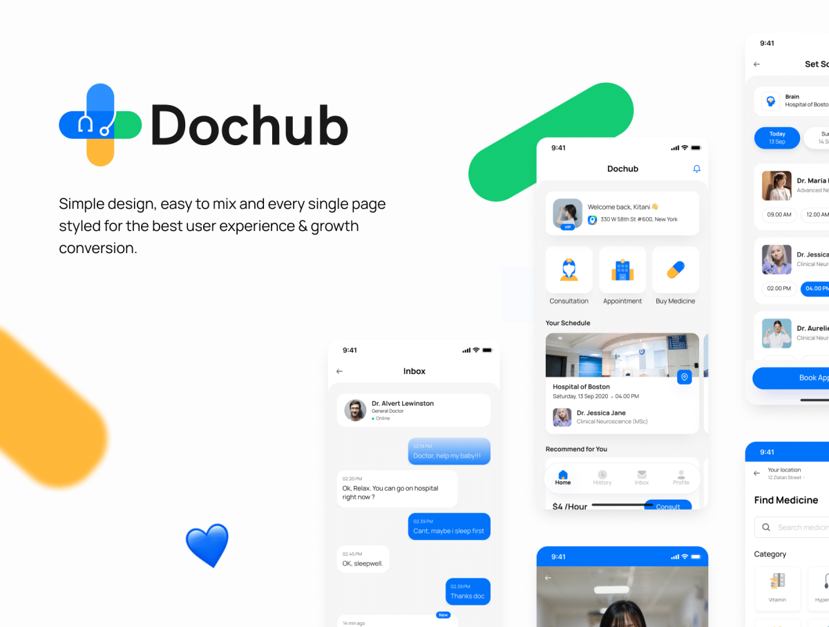 Dochub-医疗应用程序UI套件