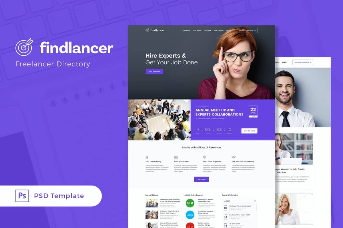 Findlancer-自由职业者目录PSD模板
